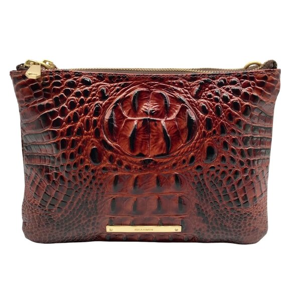 Brahmin Dark Brown Croc Embossed Melbourne Lorelei Crossbody Bag - Picture 1 of 11